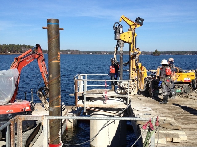 Drilling Over Water Micropiles