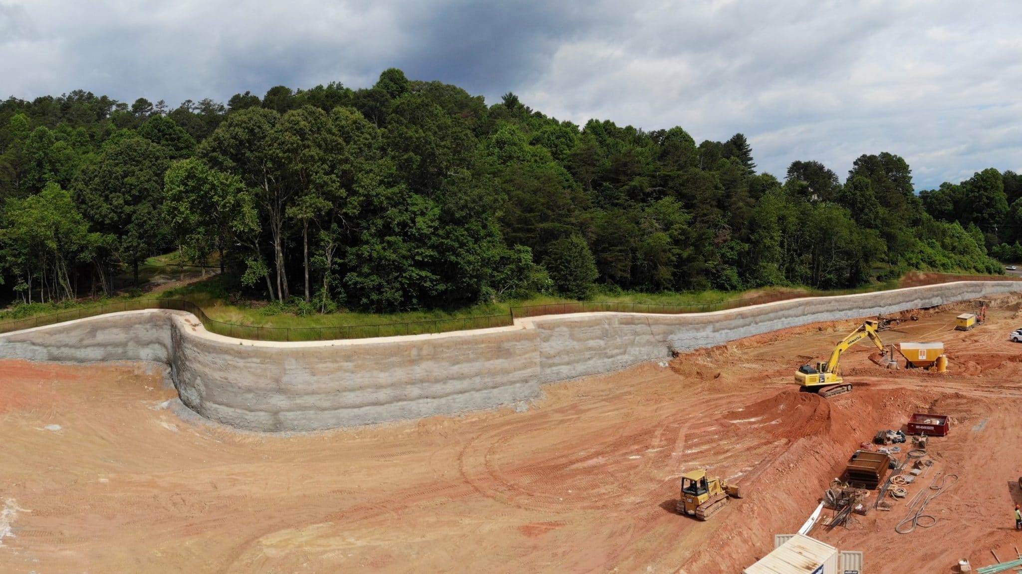 Permanent soil nail wall during shoring construction project